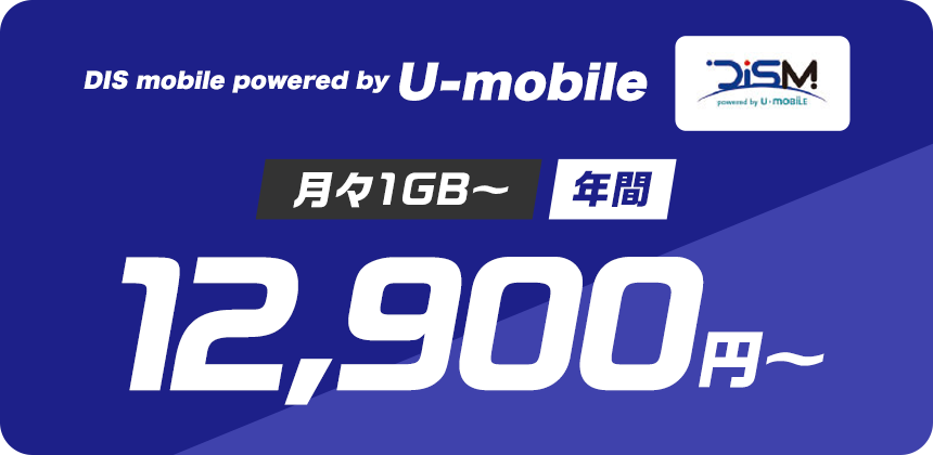 期間限定お試し価格】 DIS mobile JCI powered by 年間パック DATA 10GB